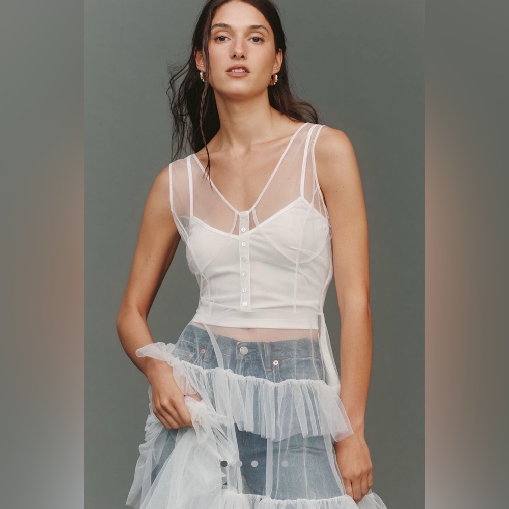 Anthropologie Sheer Mesh Tunic Top Dress 🪷 Size XXS 🪷 NWT 🪷 Sold Out! - Picture 2 of 7